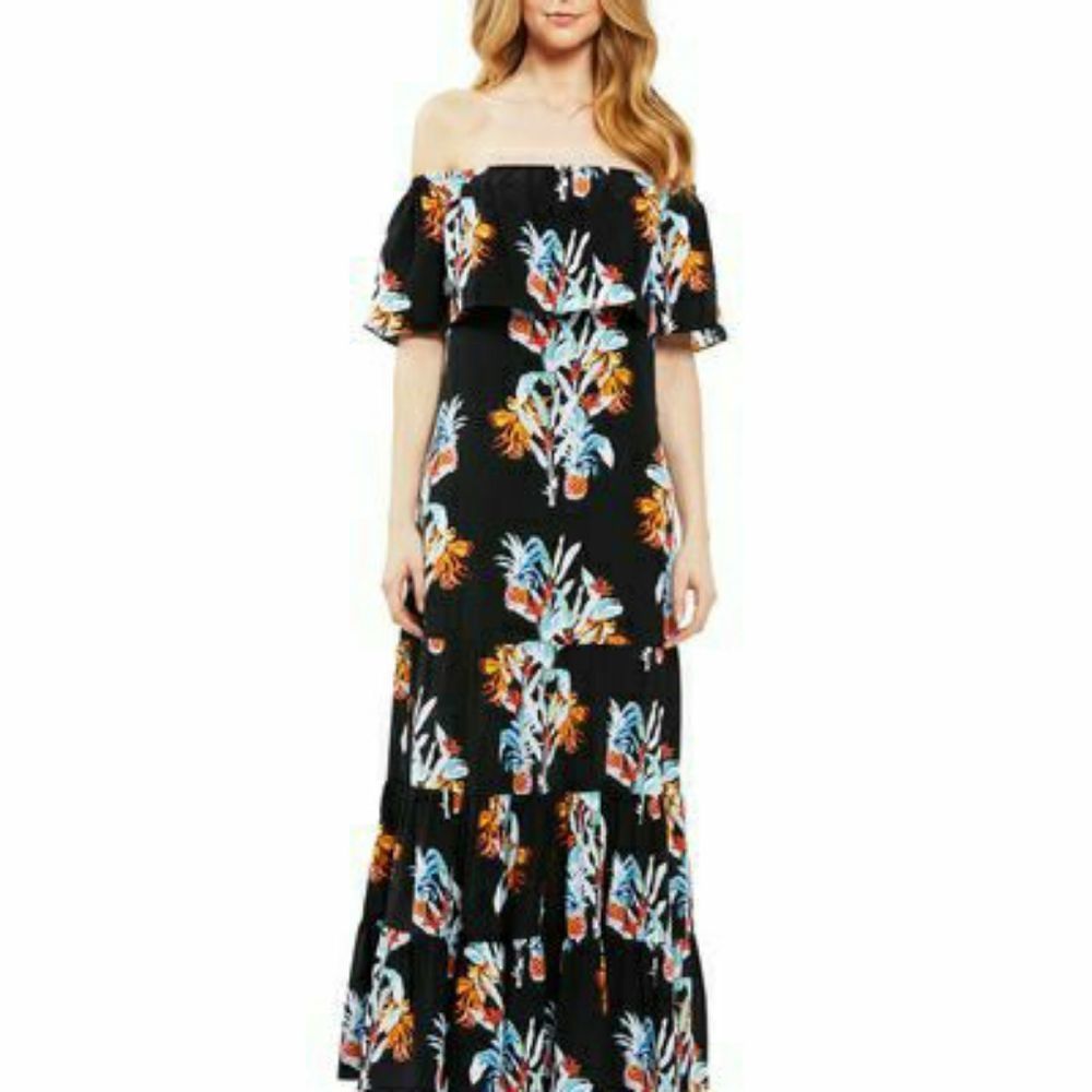 Rebecca Minkoff Silk Dev Pineapple Maxi Dress